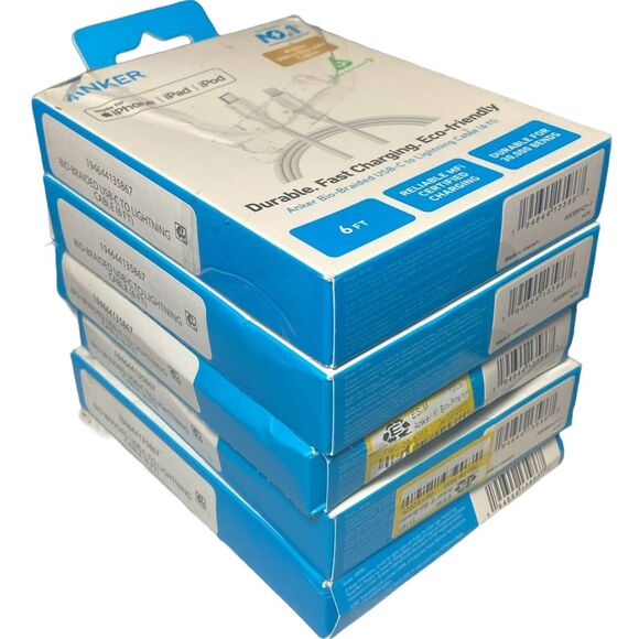 Anker 6ft Bio‑Braided USB‑C to Lightning Fast Charge Cable MFi certified Lot o 5 - Picture 1 of 5